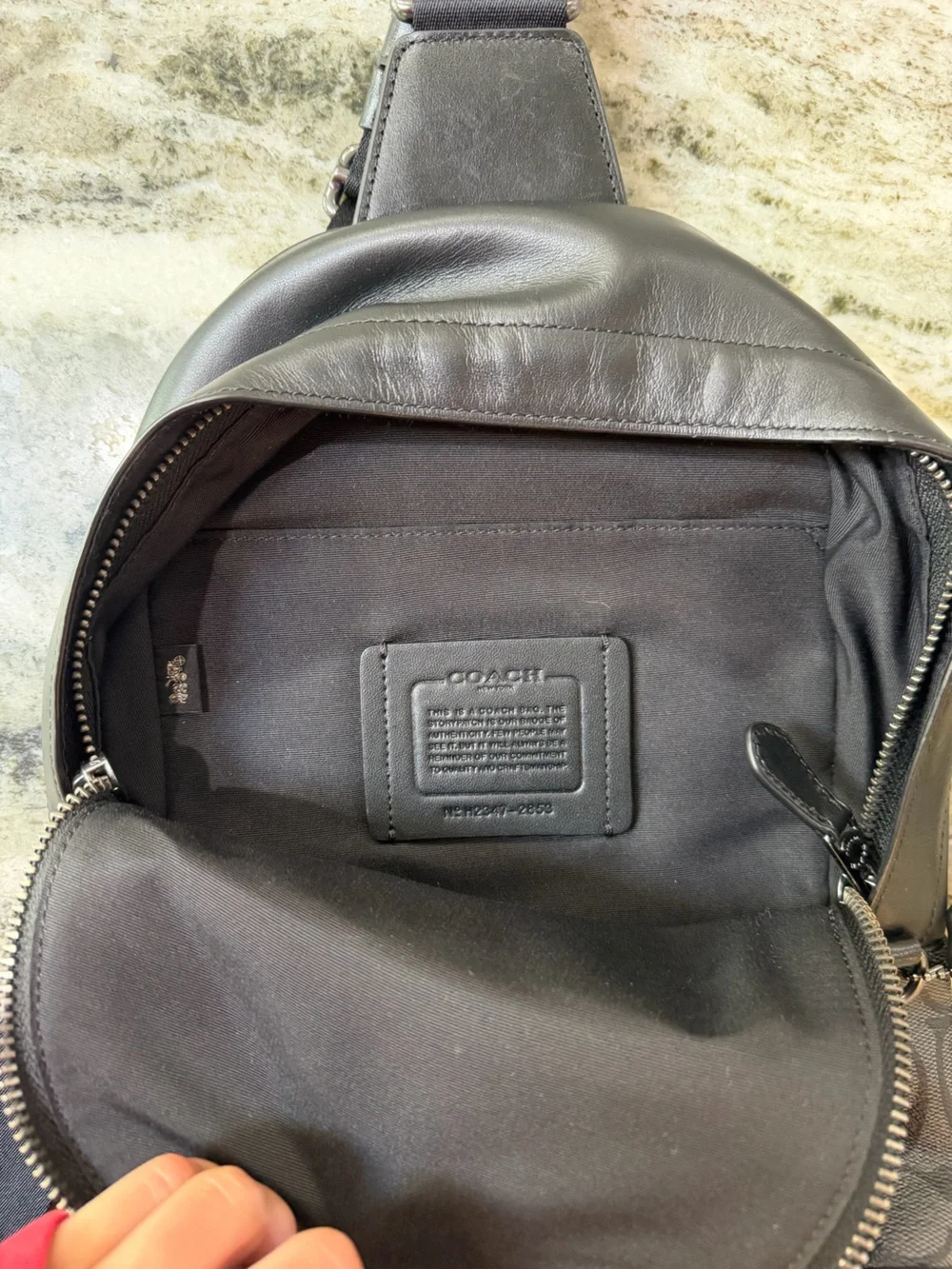 Coach Men's Black Signature Crossbody Sling Bag
